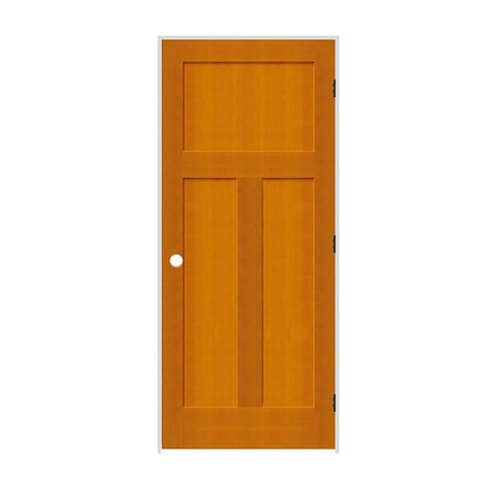 CODEL DOORS 28" x 80" x 1-3/8" Fir 3-Panel Mission Interior Shaker 4-9/16" LH Prehung Door w/Matte Black Hinges 2468fir8403LH10B4916